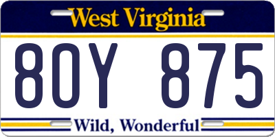 WV license plate 8OY875