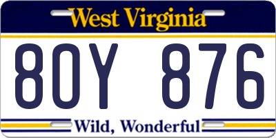 WV license plate 8OY876