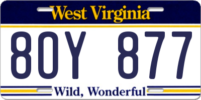 WV license plate 8OY877