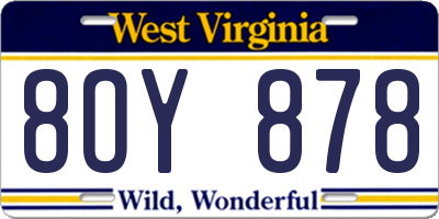 WV license plate 8OY878
