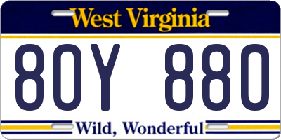 WV license plate 8OY880