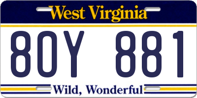 WV license plate 8OY881