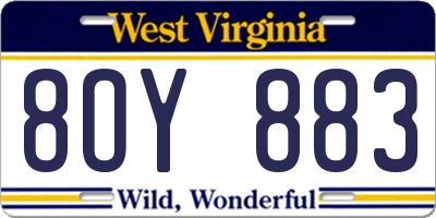 WV license plate 8OY883