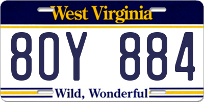 WV license plate 8OY884