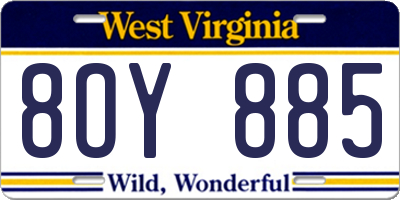 WV license plate 8OY885