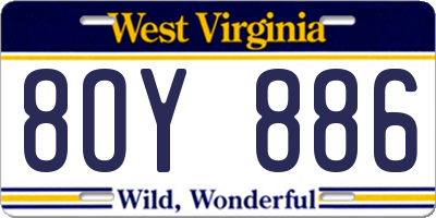 WV license plate 8OY886