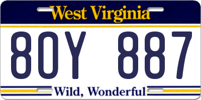 WV license plate 8OY887