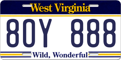 WV license plate 8OY888