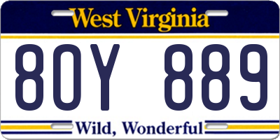 WV license plate 8OY889
