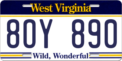 WV license plate 8OY890