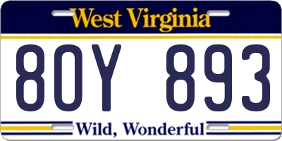 WV license plate 8OY893