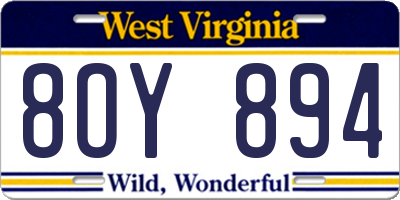 WV license plate 8OY894