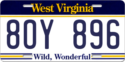 WV license plate 8OY896