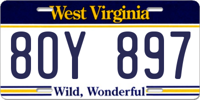 WV license plate 8OY897