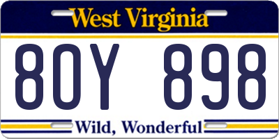 WV license plate 8OY898