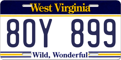 WV license plate 8OY899