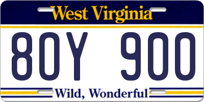 WV license plate 8OY900