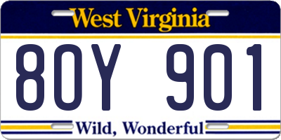 WV license plate 8OY901