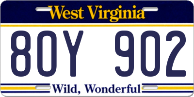 WV license plate 8OY902