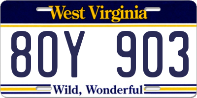 WV license plate 8OY903