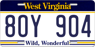 WV license plate 8OY904