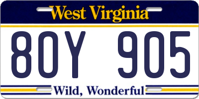 WV license plate 8OY905
