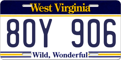 WV license plate 8OY906
