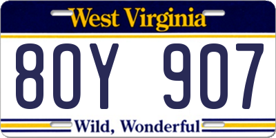 WV license plate 8OY907