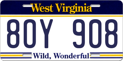 WV license plate 8OY908