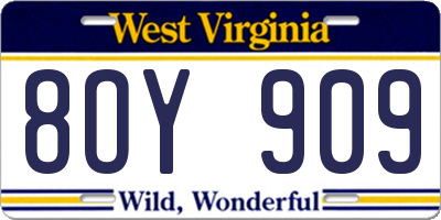 WV license plate 8OY909