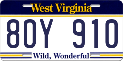 WV license plate 8OY910