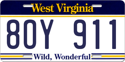 WV license plate 8OY911