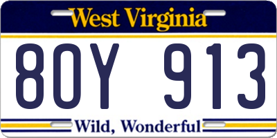 WV license plate 8OY913