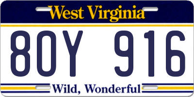 WV license plate 8OY916