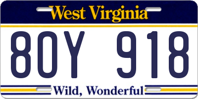 WV license plate 8OY918