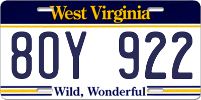 WV license plate 8OY922