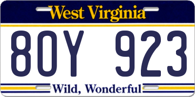 WV license plate 8OY923