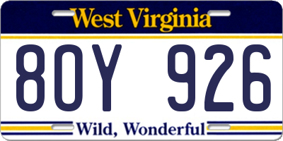 WV license plate 8OY926