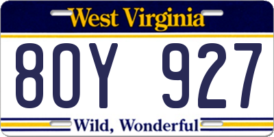 WV license plate 8OY927