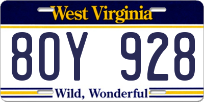 WV license plate 8OY928
