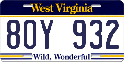 WV license plate 8OY932