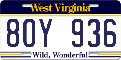 WV license plate 8OY936