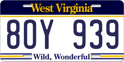 WV license plate 8OY939