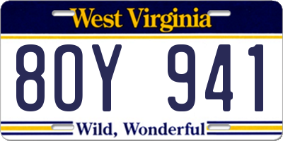 WV license plate 8OY941