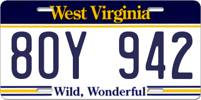 WV license plate 8OY942