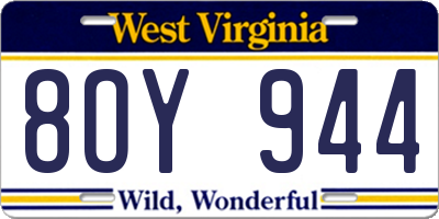 WV license plate 8OY944