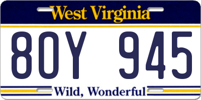 WV license plate 8OY945