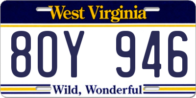 WV license plate 8OY946