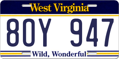 WV license plate 8OY947