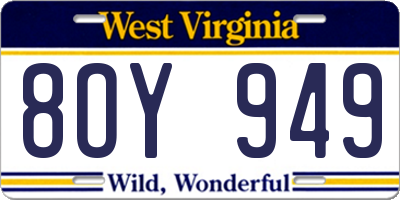 WV license plate 8OY949